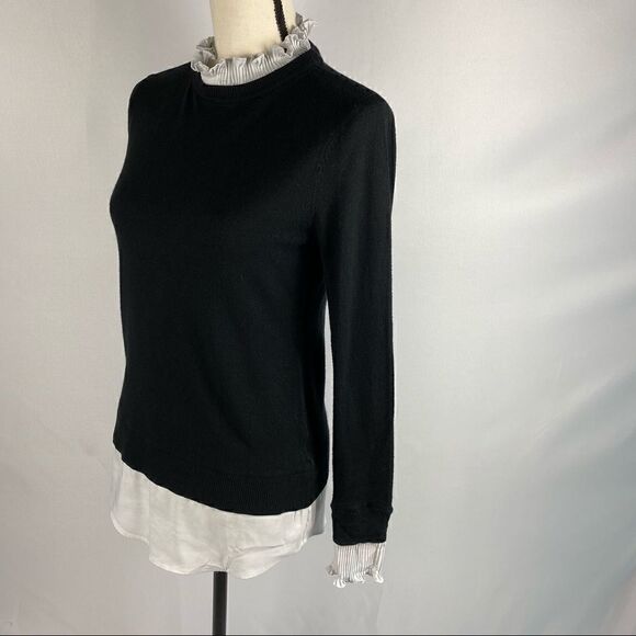 Vila Milano Sweater in Black with White Accents - Picture 2 of 4